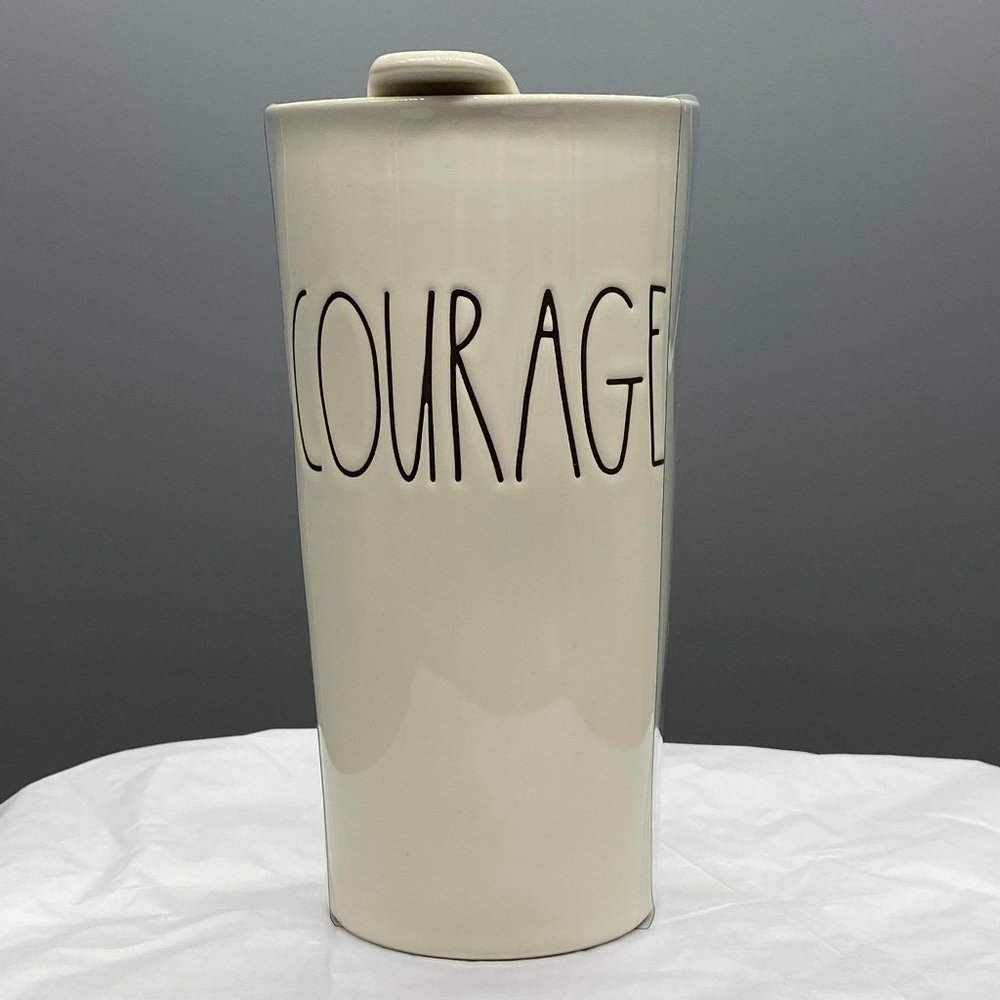Rae Dunn COURAGE ceramic travel mug BNWT